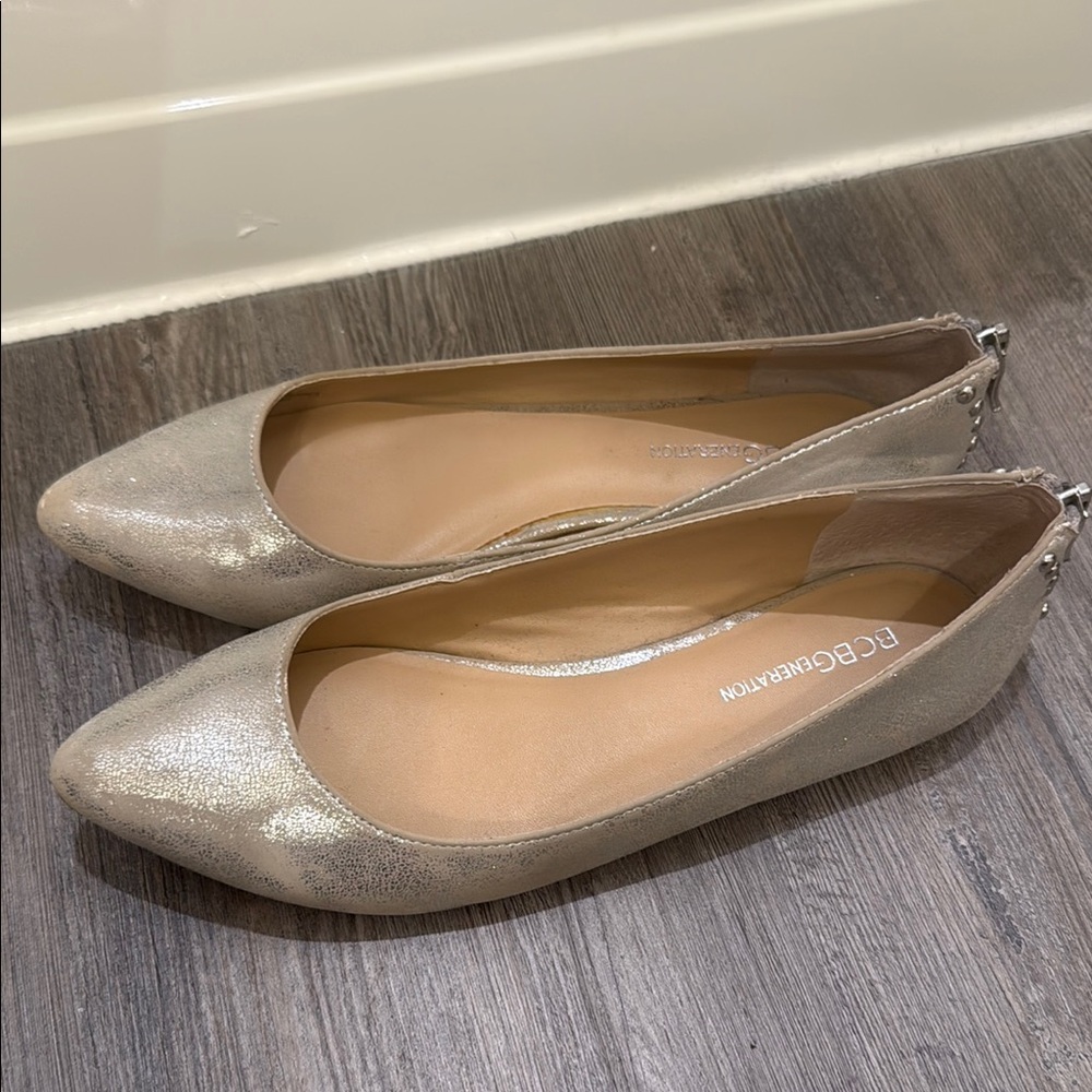 BCBGeneration Pointed silver flats